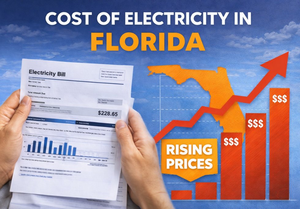 Graphic showing the rising cost of electricity in Florida.