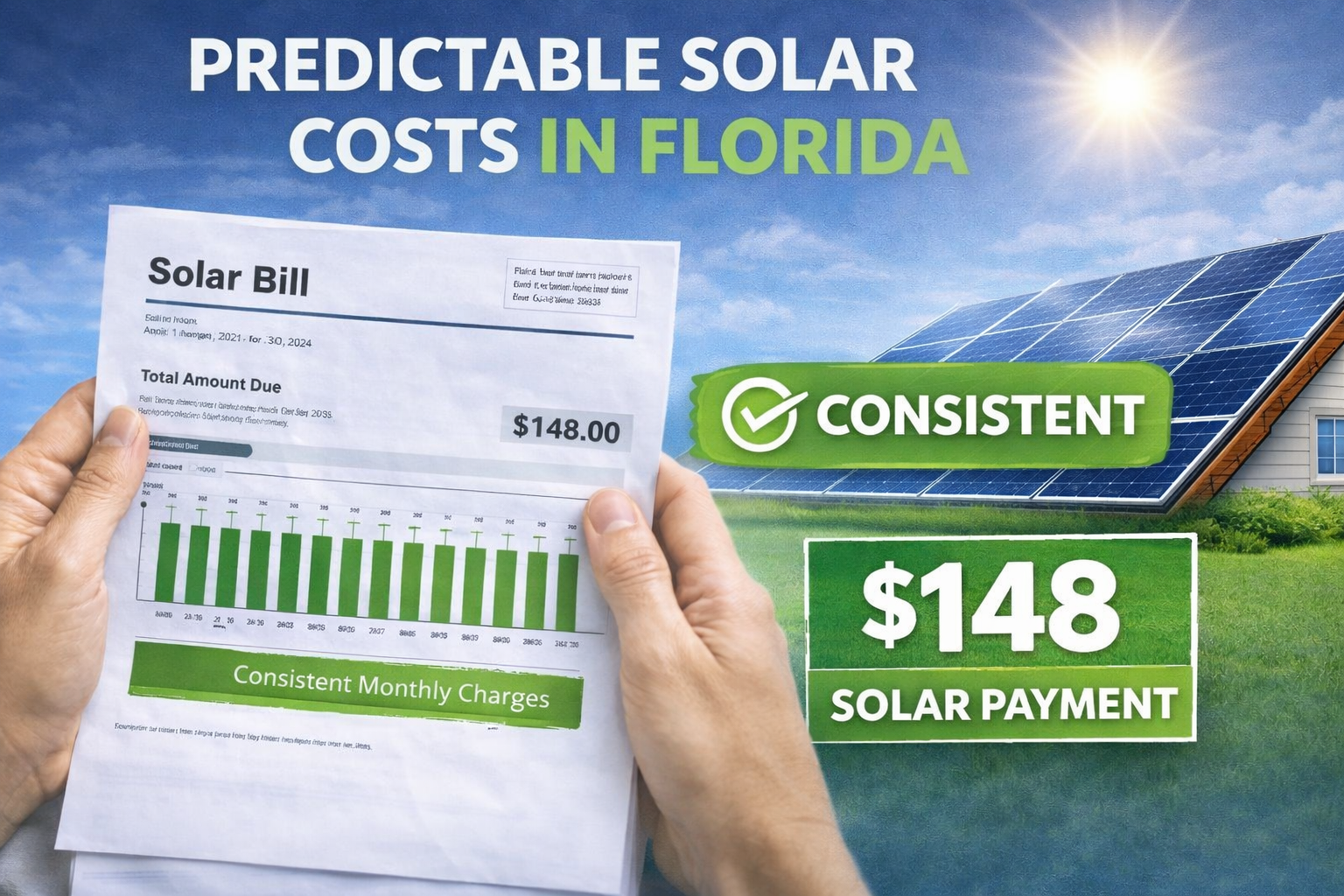 Graphic showing more predictable solar costs in Florida.